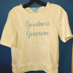 Draper James "Goodness Gracious" White/Blue Short Sleeve Pullover